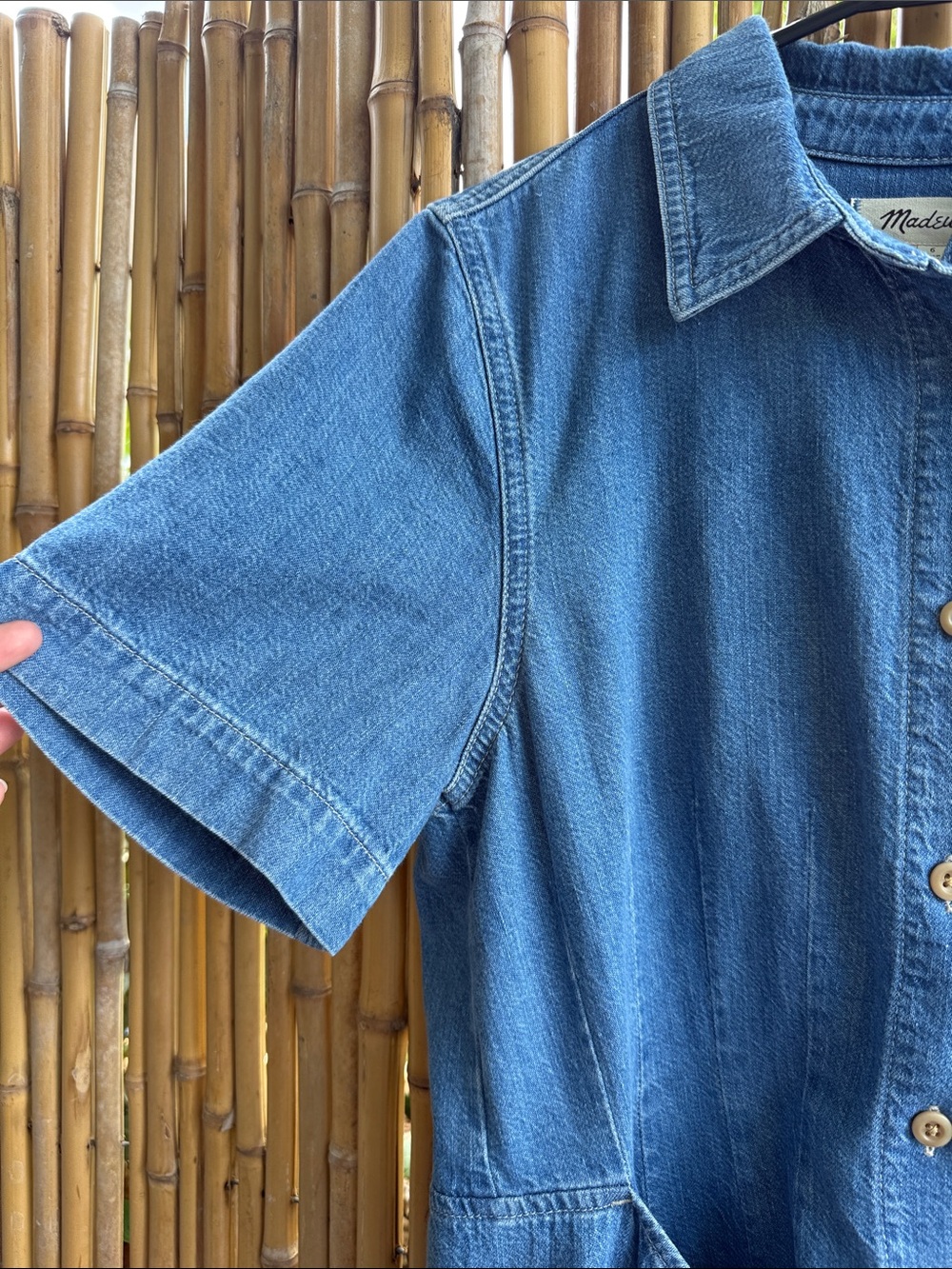 Madewell Blue Denim Button-Front Dress with Tie Waist - Picture 4 of 7